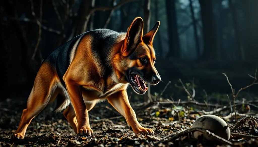agressive german shepard dog